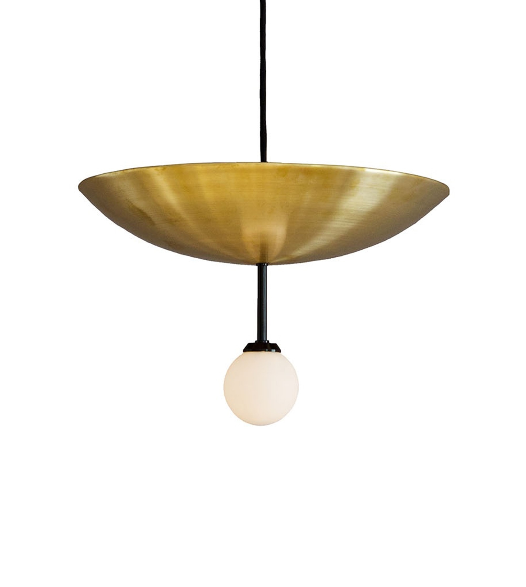 Suspension sur tige en métal noir et boule blanche en verre opale - Atelier  Areti luminaires design en cristal et en métal - Réf. 17060217 - mobile