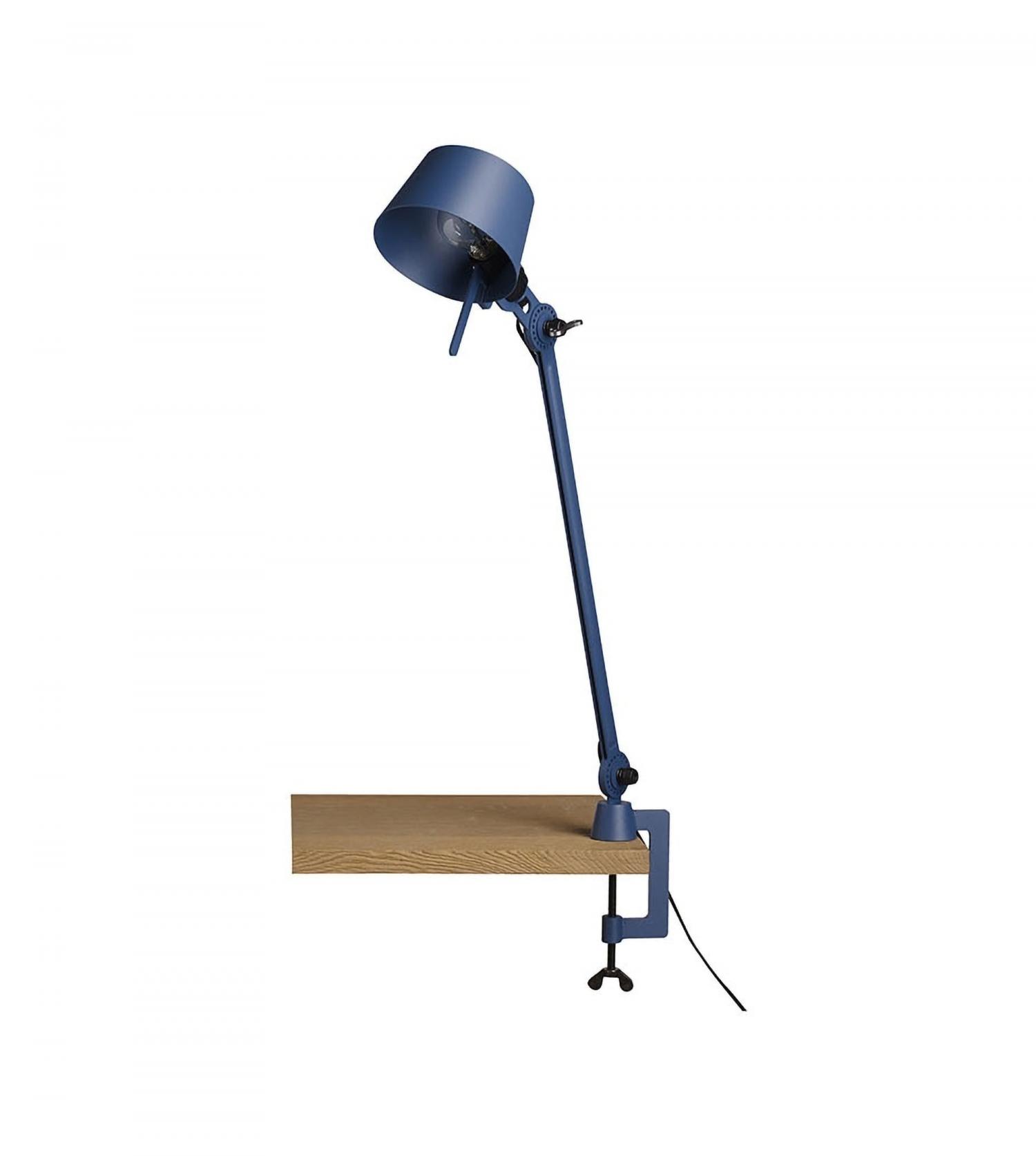 Lampe de bureau blanche style industriel Bolt Desk sur une pince étau, TONONE, Luminaires design industriel