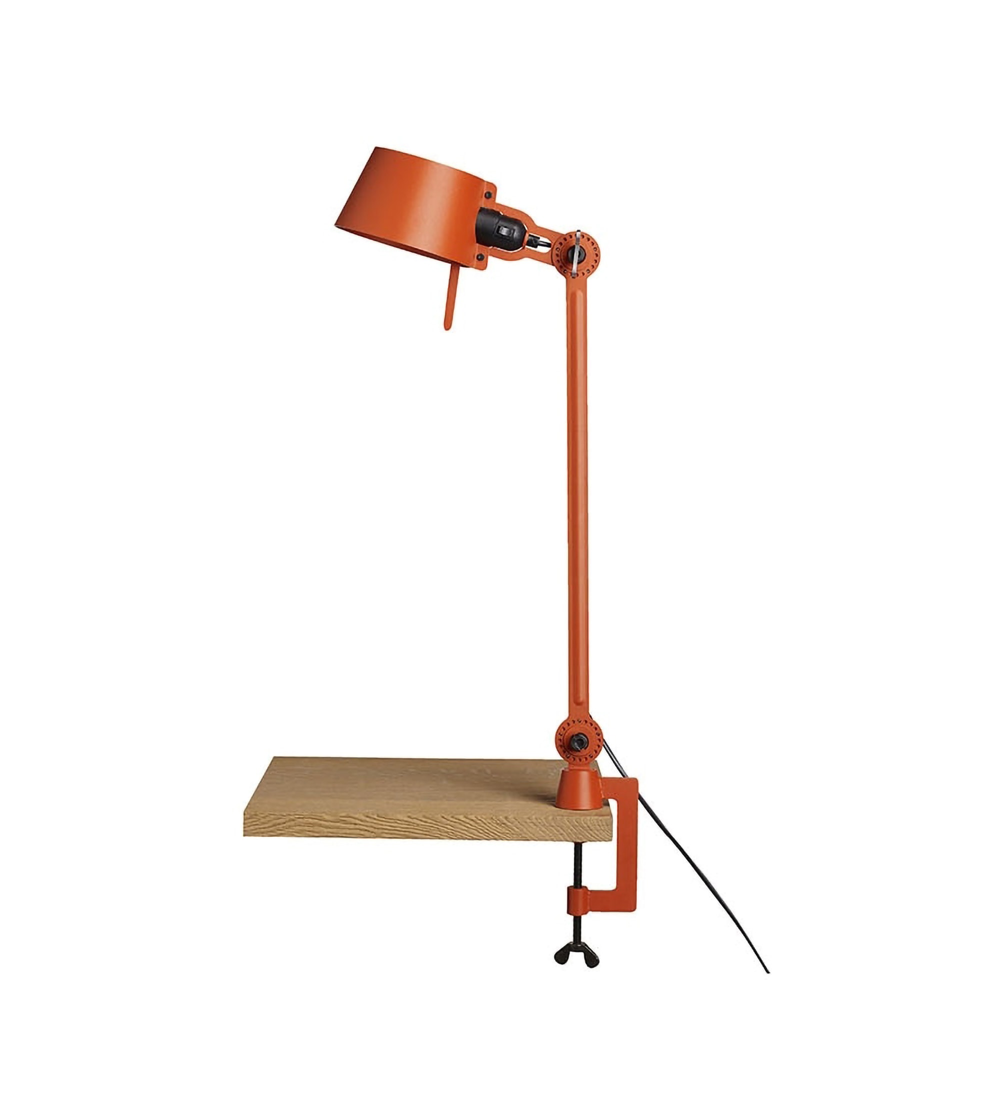 Lampe de bureau blanche style industriel Bolt Desk sur une pince étau, TONONE, Luminaires design industriel