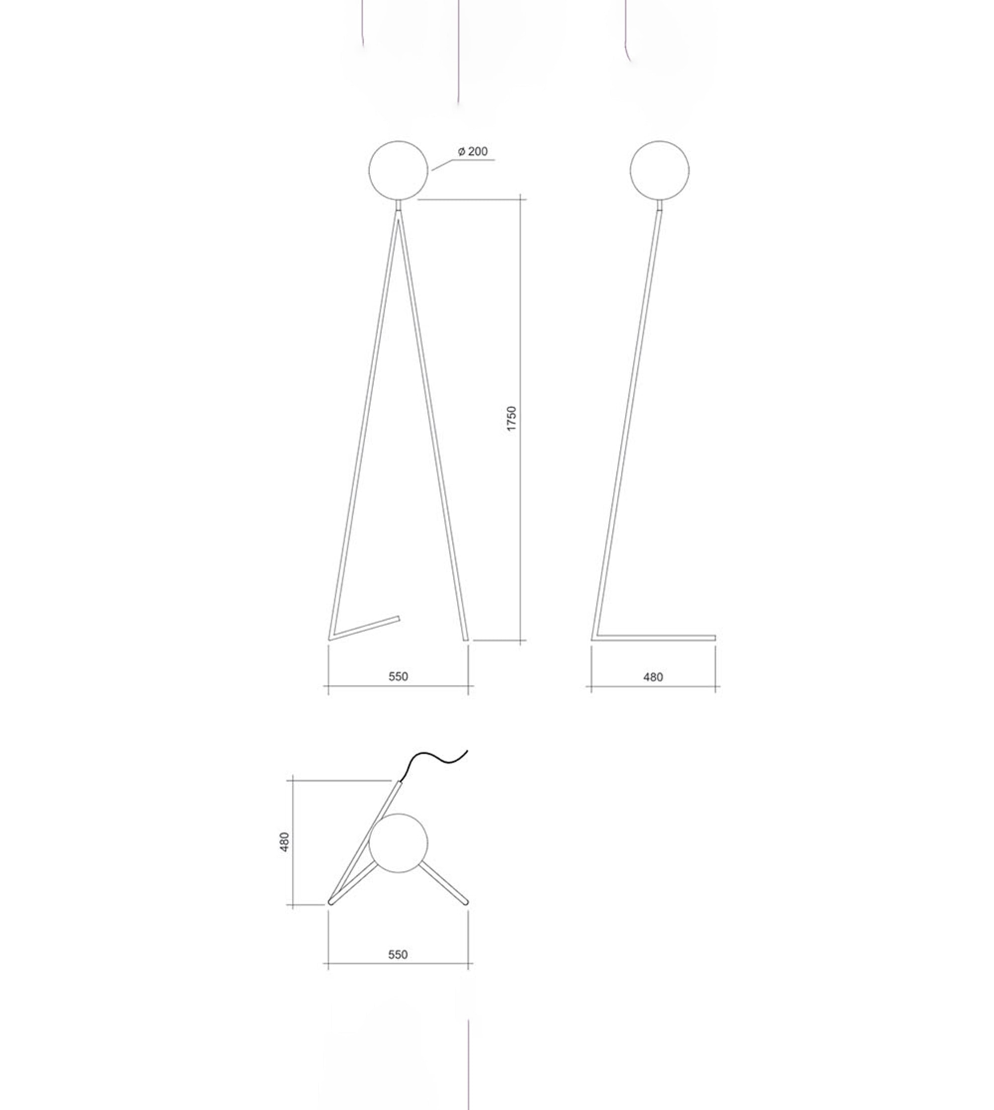 Lampadaire One Globe base en angle