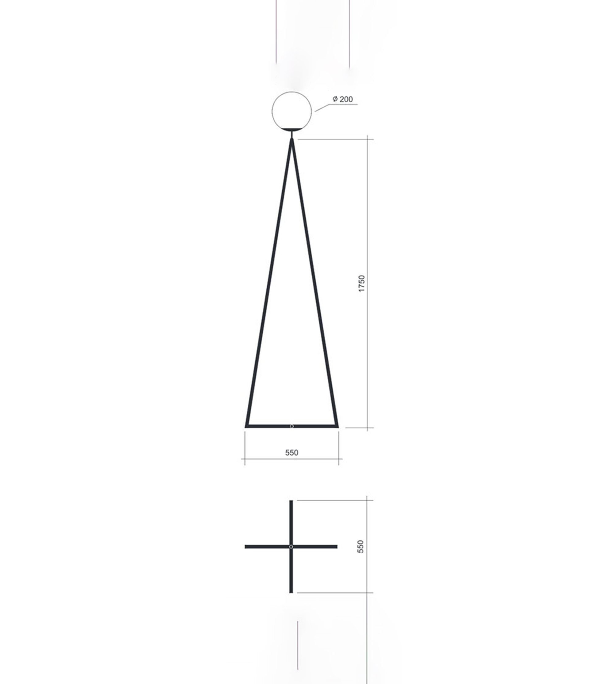 Lampadaire One Globe base en croix