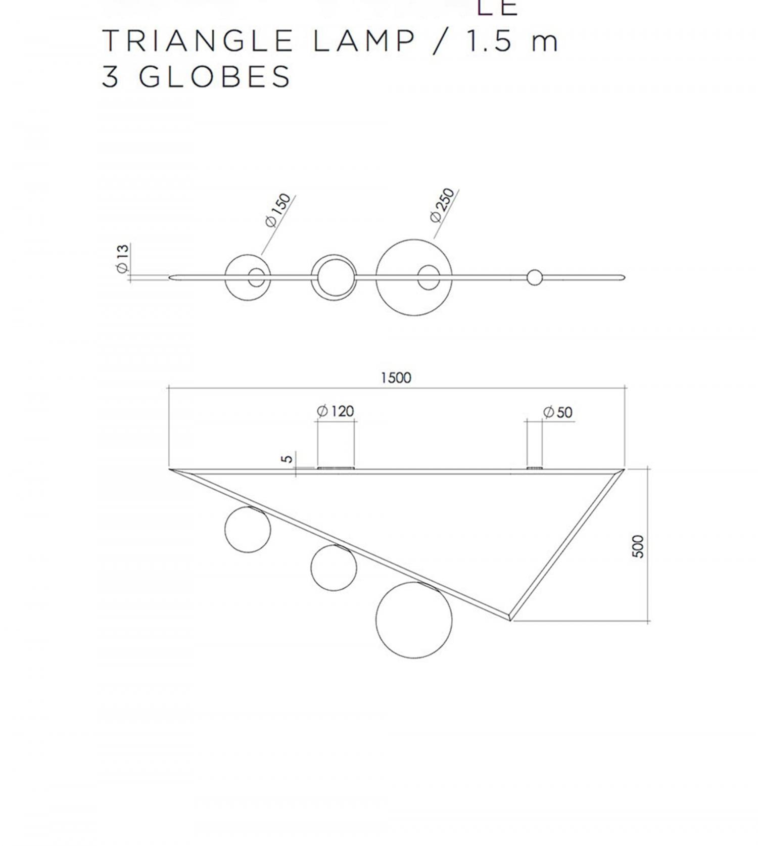 Plafonnier TRIANGLE 3 Globe - 1m50