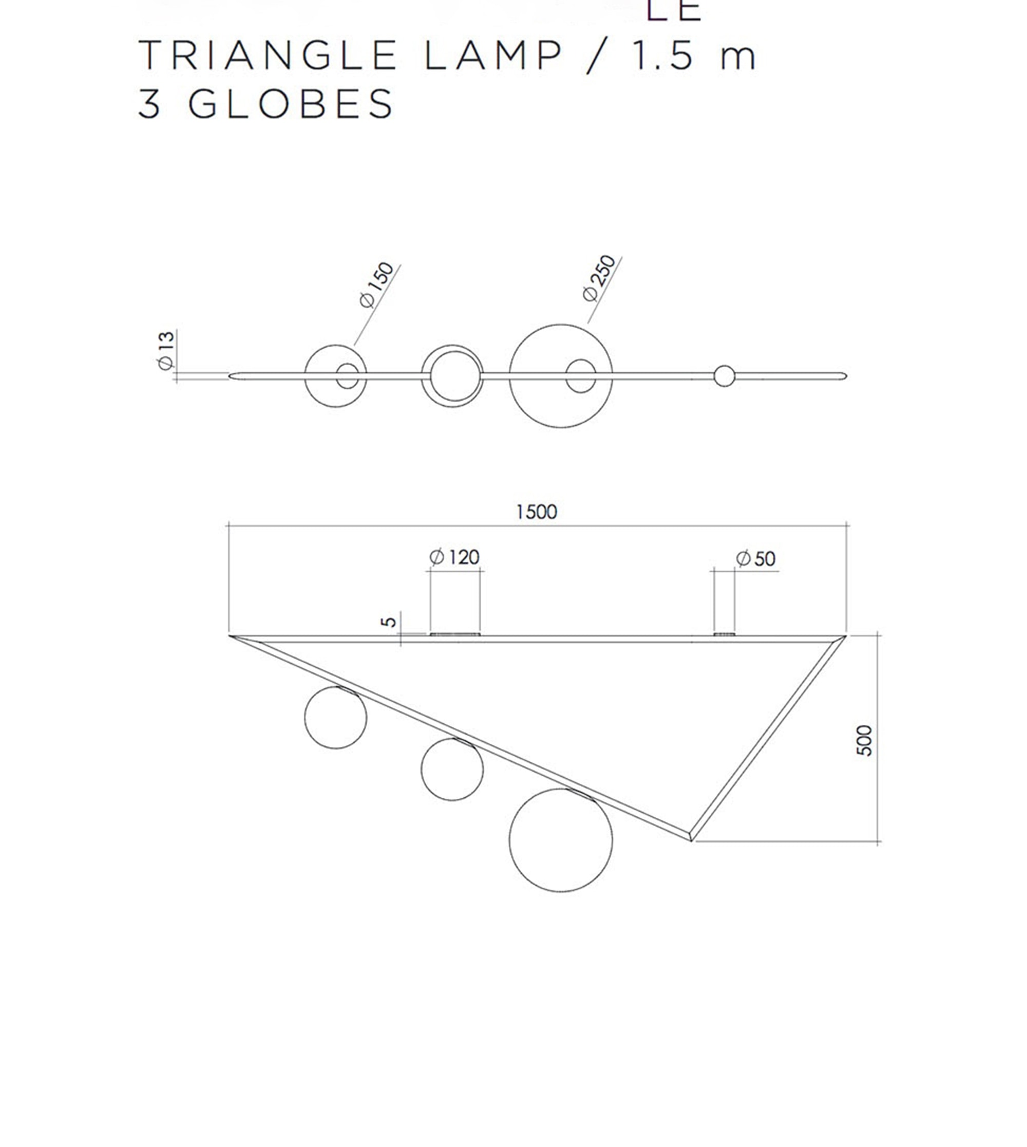 Plafonnier TRIANGLE 3 Globe - 1m50
