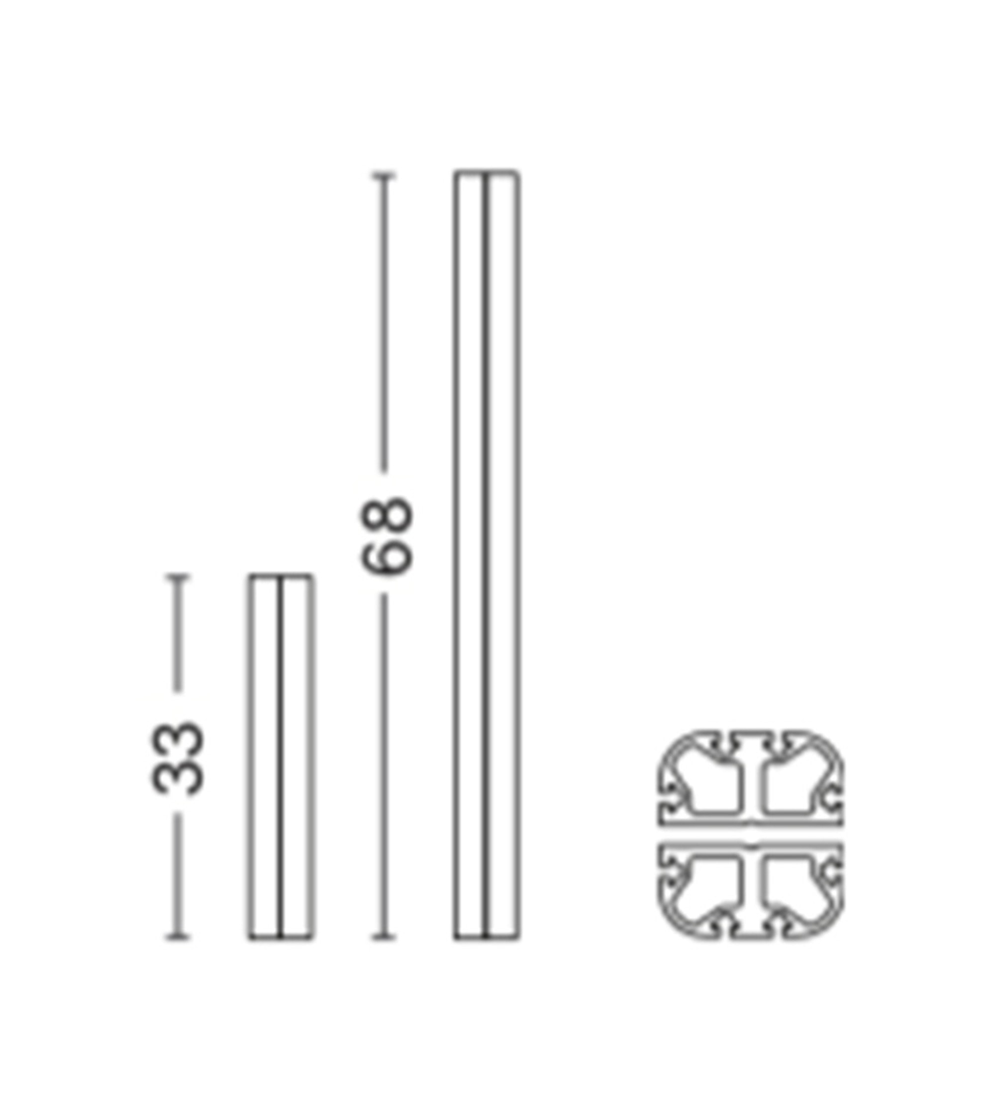 Montant double pour meuble new order / double profile / set de 4