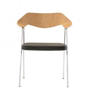 Blou-Chaise 675 Case furniture - Robin Day Chair - chene/chrome/cuir