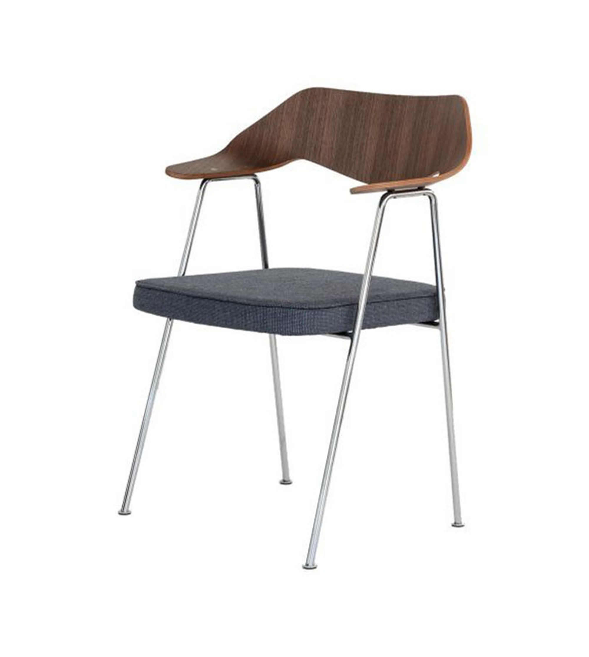 Blou-Chaise 675 - Robin Day Chair - Noyer/chrome/Elum Foncé