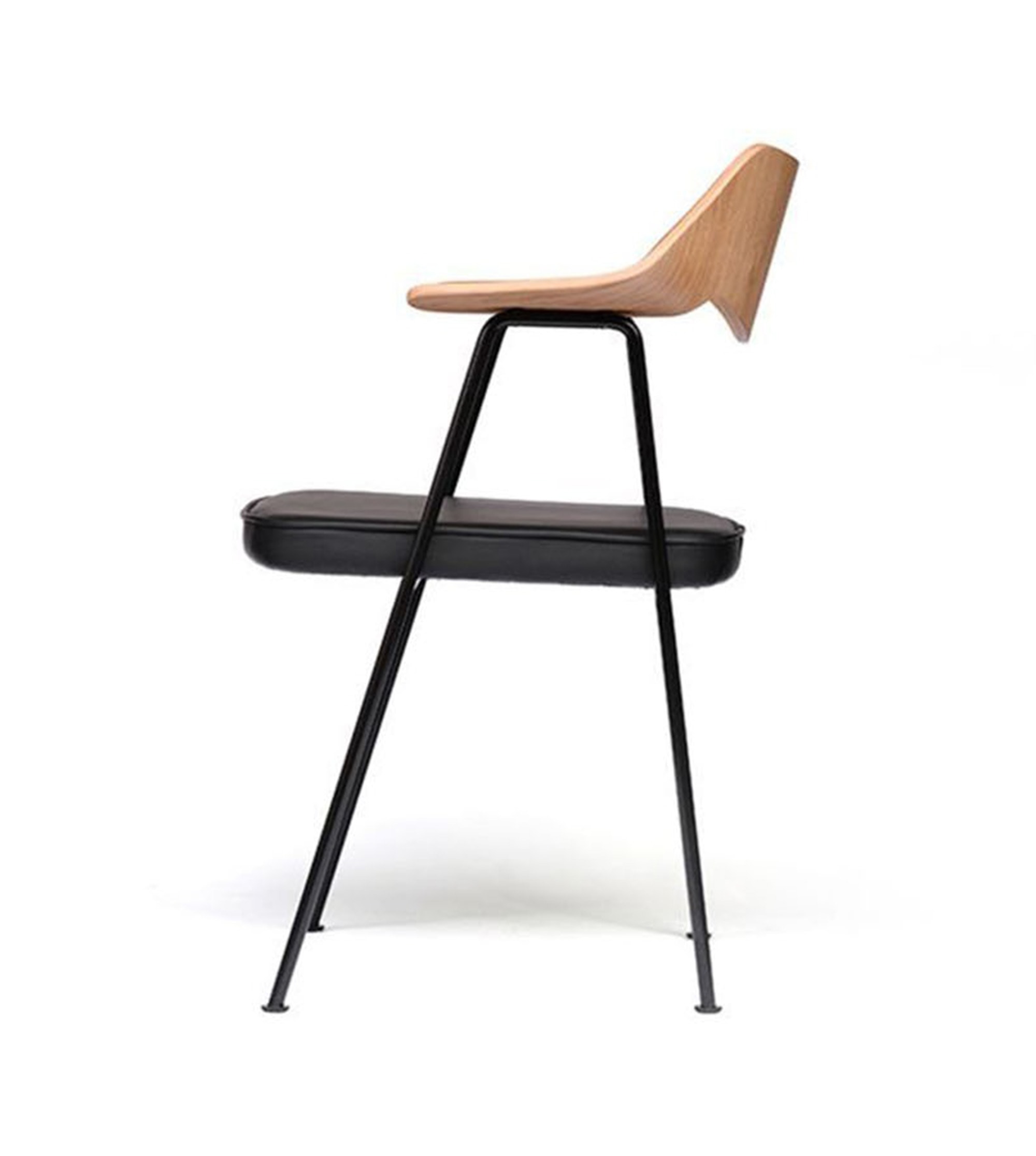 Blou-Chaise 675 - Robin Day Chair - chene/Noir/ Cuire Noir