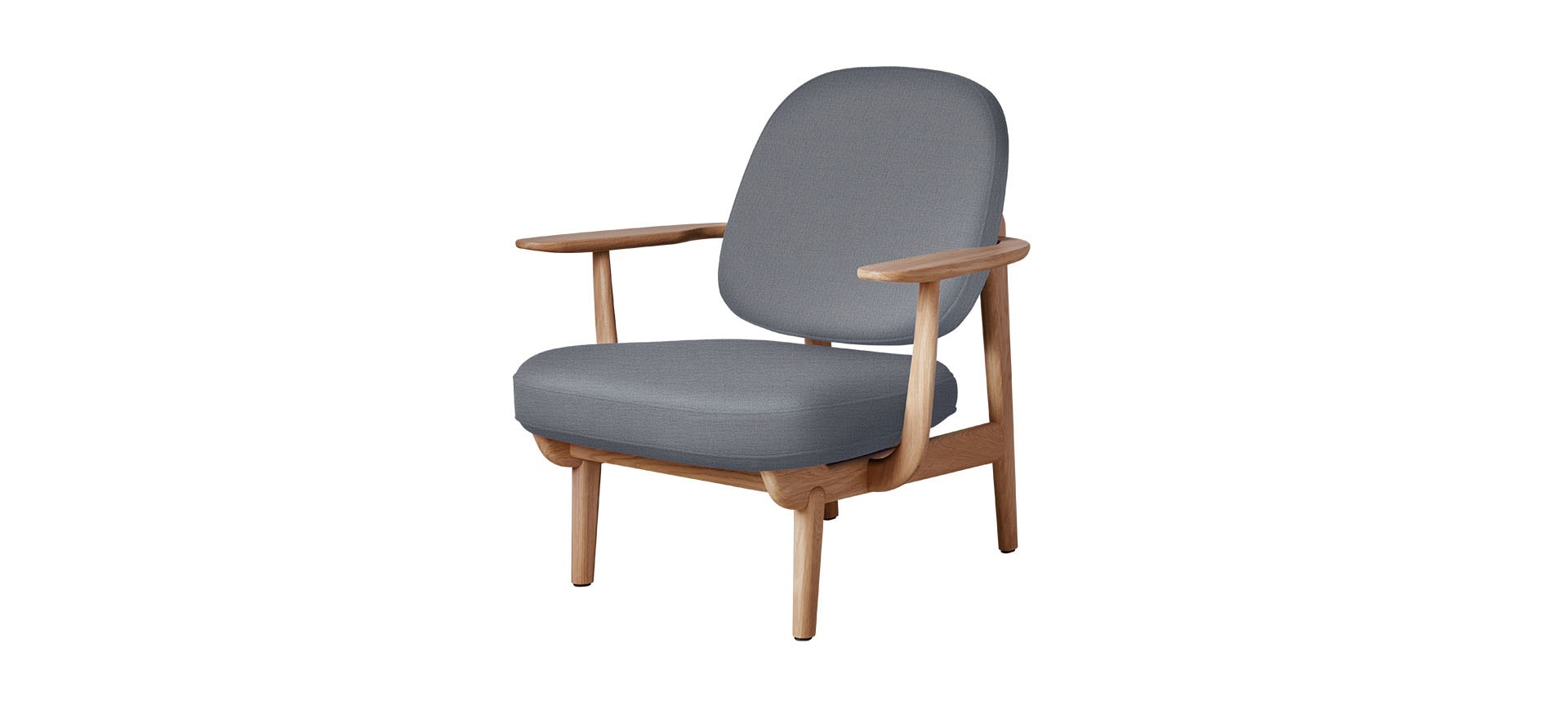 Fauteuil Fred - Accoudoirs chêne huilé - Tissu gris