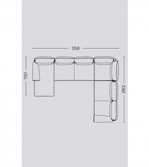 Canapé d'angle Pandarine / Accoudoir cylindrique long